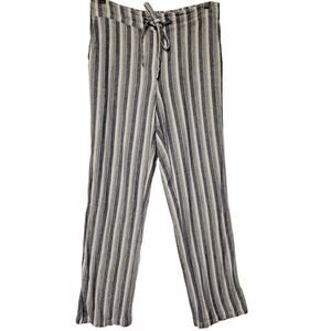 Striped Linen Blend Pants Womens Coastal Grandma Resort Beachy Pull On‎ Size M